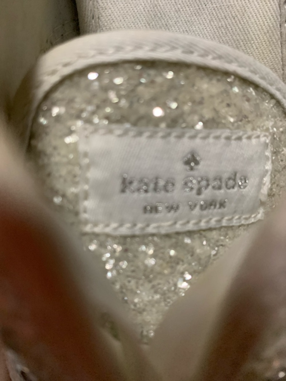 kate spade White Glitter Satin Ribbon Sneakers size 9.5 - Picture 7 of 7